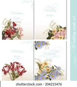 Set of floral brochures with flowers for design
