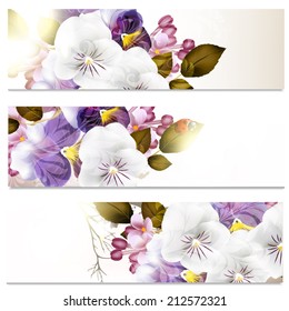 Set of floral brochures with flowers for design