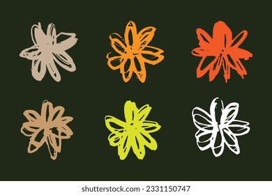 Set of floral brush stroke element