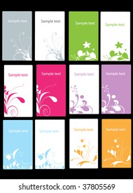 set of floral business cards, vector illustration