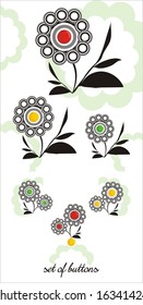 Set of floral buttons