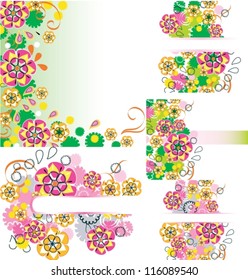 Set of floral card for design, vector