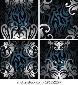 Set of floral cards. Elegant floral design. Seamless floral background  