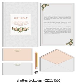 Set of floral cards invitations vector