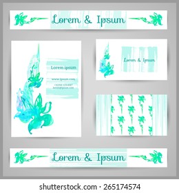 Set of floral cards.Abstract flower. Isolated on white background.Abstract banner paints.