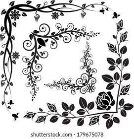 set of floral corners