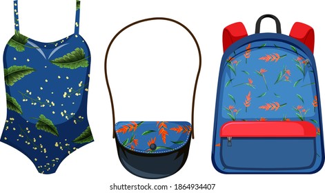 Set of floral costume illustration