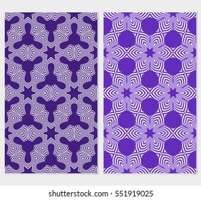 set of floral creative geometric ornament on blue background. Seamless vector illustration. For design, wallpaper, textile