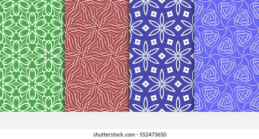 set of floral creative geometric ornament. Seamless vector illustration. For interior design, wallpaper, invitation