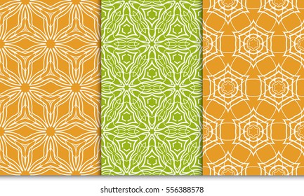 set of floral creative geometric ornament. Seamless vector illustration. For design, wallpaper, textile industry.
