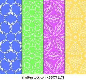 set of floral, creative geometric ornament on color background. Seamless vector illustration. for design, wallpaper, cover invitation, fabric