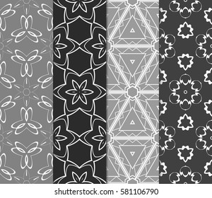 set of floral, creative geometric ornament on color background. Seamless vector illustration. for design, wallpaper, cover invitation, fabric