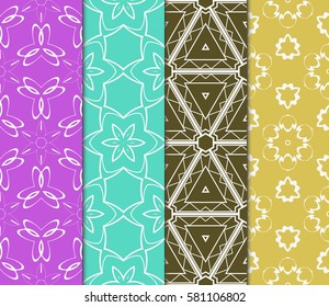 set of floral, creative geometric ornament on color background. Seamless vector illustration. for design, wallpaper, cover invitation, fabric