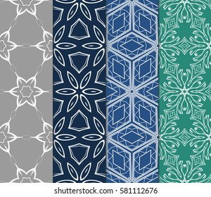 set of floral, creative geometric ornament on color background. Seamless vector illustration. for design, wallpaper, cover invitation, fabric