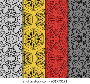 set of floral creative geometric ornament. Seamless vector illustration. For modern interiors design, wallpaper, textile industry.
