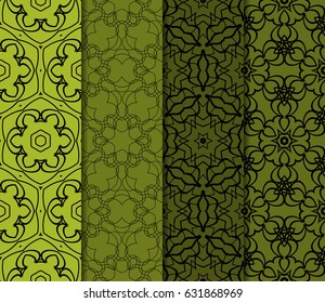 set of floral creative geometric ornament. Seamless vector illustration. For modern interiors design, wallpaper, textile industry.