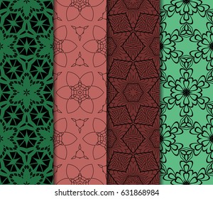 set of floral creative geometric ornament. Seamless vector illustration. For modern interiors design, wallpaper, textile industry.