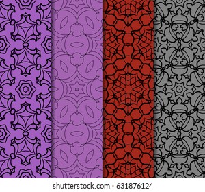 set of floral creative geometric ornament. Seamless vector illustration. For modern interiors design, wallpaper, textile industry.