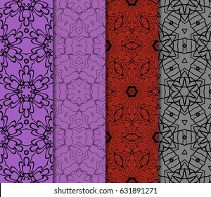 set of floral creative geometric ornament. Seamless vector illustration. For modern interiors design, wallpaper, textile industry.
