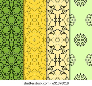 set of floral creative geometric ornament. Seamless vector illustration. For modern interiors design, wallpaper, textile industry.