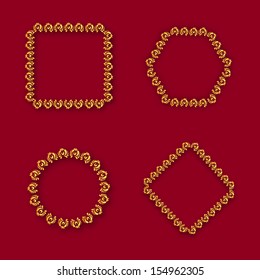 Set of floral decorated photo frames on abstract background. EPS 10. 