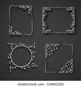 Set Of Floral Decorated Photo Frames On Abstract Background. EPS 10. 