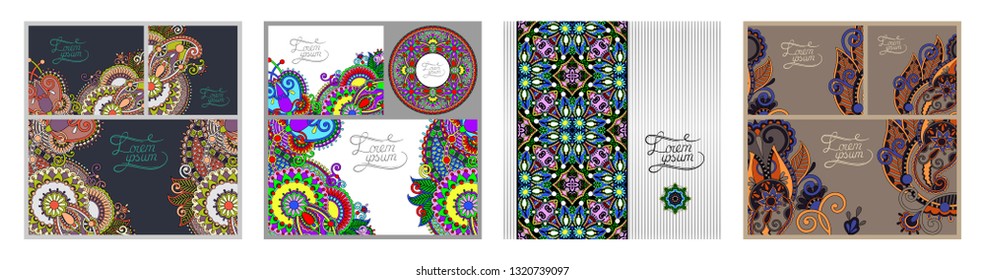 set of floral decorative background, template frame design for card, brochure, book, business card, postcard, wedding invitation, banner