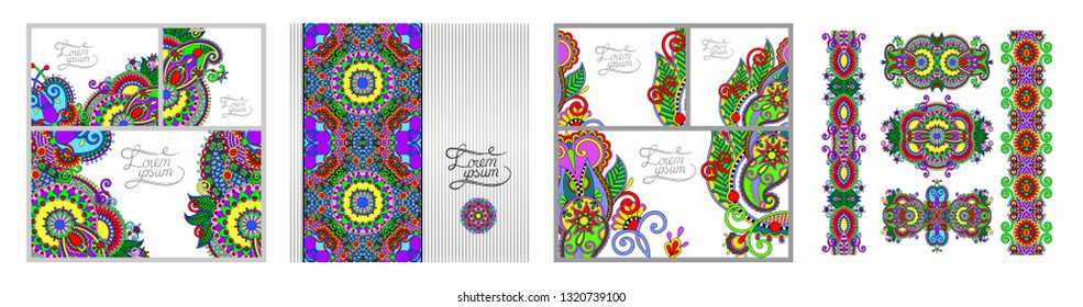 set of floral decorative background, template frame design for card, brochure, book, business card, postcard, wedding invitation, banner