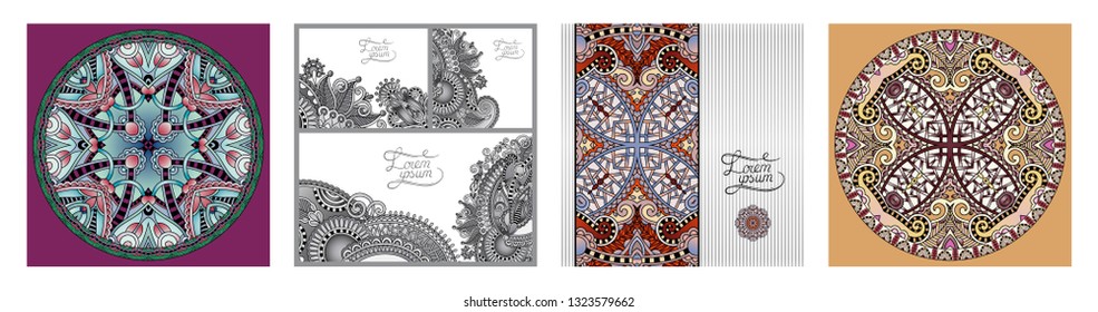 set of floral decorative background, template frame design for card, brochure, book, business card, postcard, wedding invitation, banner, CD design