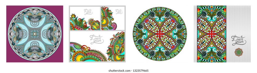 set of floral decorative background, template frame design for card, brochure, book, business card, postcard, wedding invitation, banner, CD design