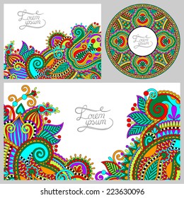 set of floral decorative background, template frame design for card, brochure, book, business card, postcard, wedding invitation, banner, CD design, vector illustration
