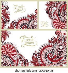 set of floral decorative background, template frame design for card, brochure, book, business card, postcard, wedding invitation, banner, vector illustration