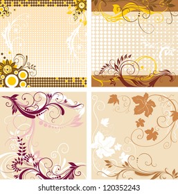 Set of floral decorative backgrounds