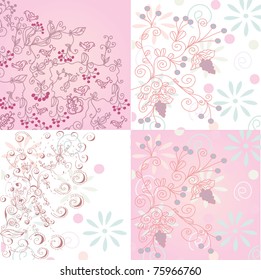 Set of floral decorative backgrounds
