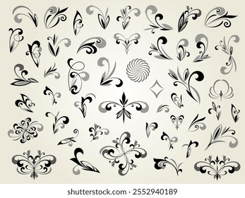 Set of floral decorative  design isolated, editable. From the largest and best collection.