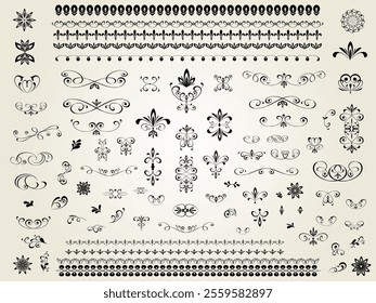 Set of floral decorative  design isolated, editable. From the largest and best collection.