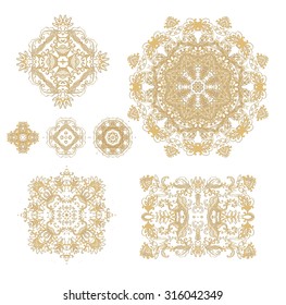 Set of floral decorative elements