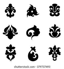 Set of floral decorative elements for design