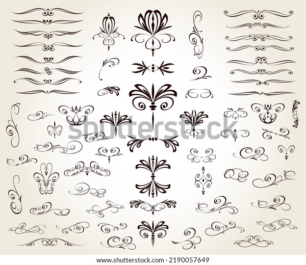Set of floral decorative elements for design isolated,\
editable. From the largest and best collection of decorative\
elements .