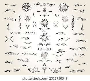 Set von floralen dekorativen elSet von floralen dekorativen Elementen für Design einzeln, editierbar. Aus der größten und besten Kollektion von dekorativen Elementen .ements für Design einzeln, editierbar. 