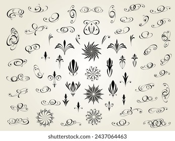 Set of floral decorative elSet of floral decorative elements for design isolated, editable. From the largest and best collection of decorative elements .