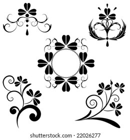 set of the floral design with clover