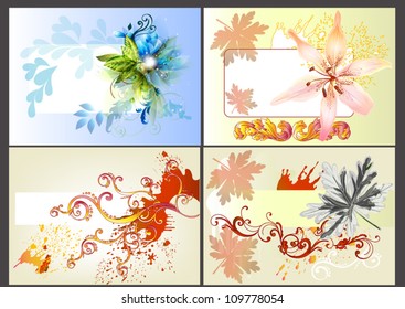 set of floral design elements