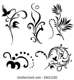 Set of floral design elements
