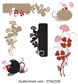 Set of floral design elements