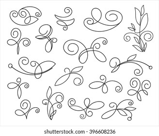 Set of floral design elements, abstract