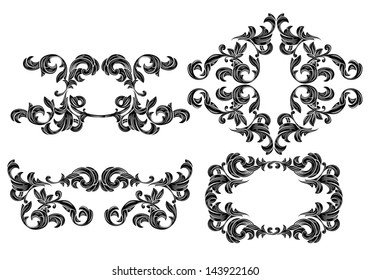 Set of floral design elements isolated on white