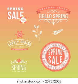 Set of floral design elements. Vector collection with leafs and flowers for greeting flyers and banners