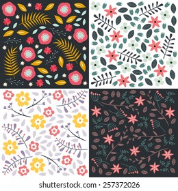 Set of floral design elements. Vector collection with leafs and flowers for greeting flyers and banners