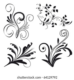 Set of floral design elements. Vector illustration